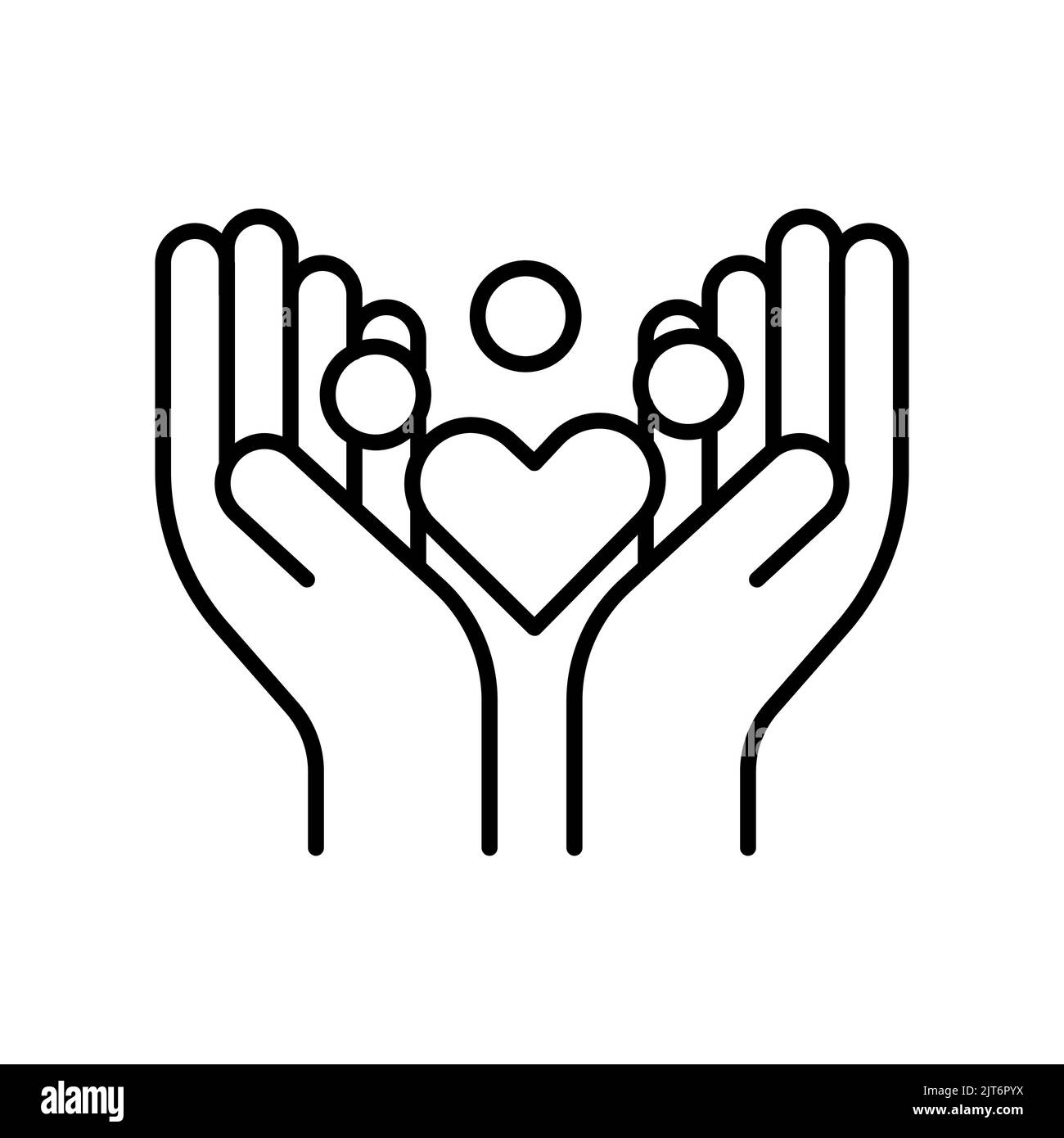 Menschen Symbol mit Herz und Hand. Symbol im Zusammenhang mit Vielfalt, Zweisamkeit. Linie Icon Stil. Einfaches Design bearbeitbar Stock Vektor