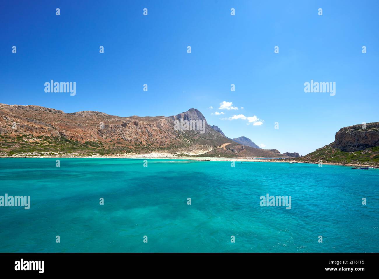 Atemberaubende Landschaft der griechischen Inseln - Balos Bucht mit feinsten Stränden und türkisfarbenem Meer Stockfoto