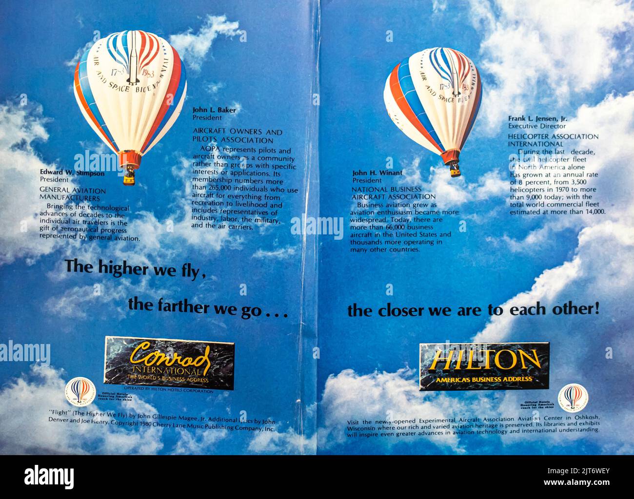 Werbung für Hilton Conrad im NatGeo Magazin, November 1983 Stockfoto