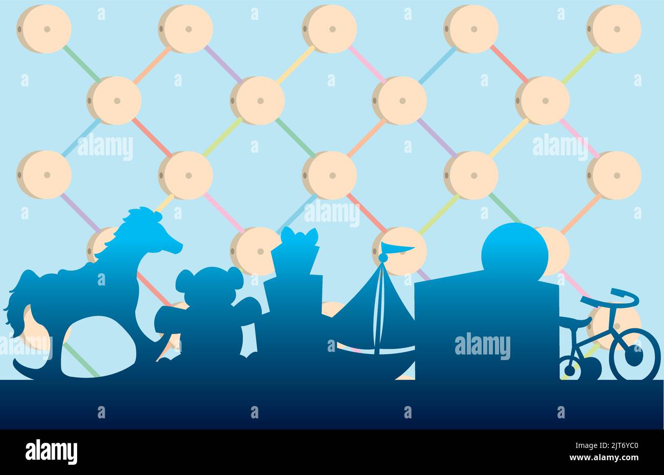 Eine grafische Vektor-Hintergrund-Illustration mit klassischen Spielzeug. Stock Vektor