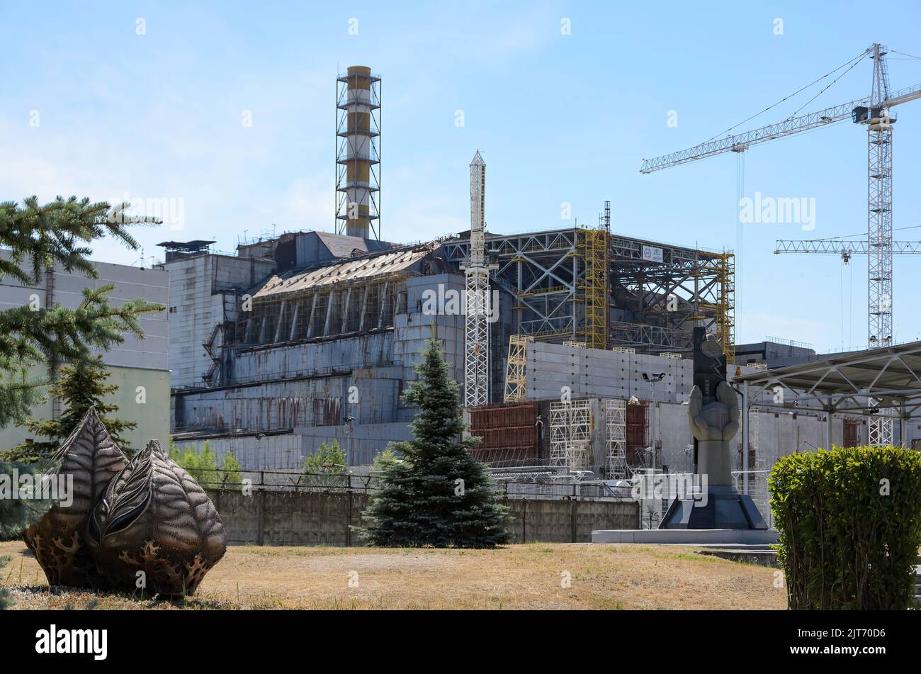 Kernkraftwerk Prypiat / Kernkraftwerk Tschernobyl - Reaktor 4, der am 26.. April 1986 explodierte Stockfoto