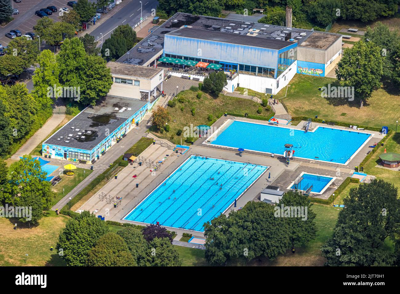 Luftbild, Freibad Kettwig, Kettwig, Essen, Ruhrgebiet, Nordrhein