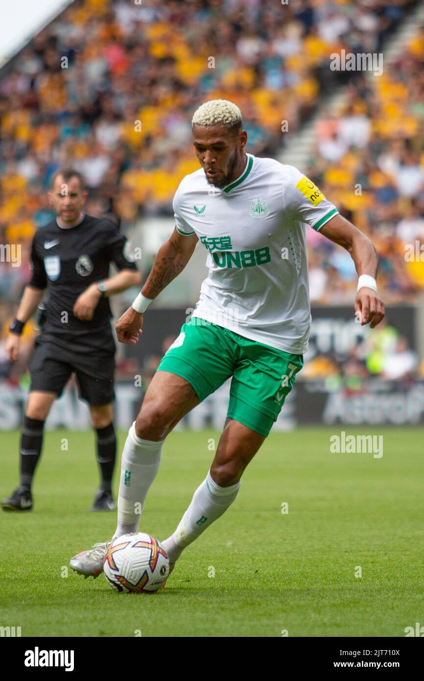 Joelinton aus Newcastle während des Premier League-Spiels zwischen Wolverhampton Wanderers und Newcastle United am Sonntag, 28.. August 2022 in Molineux, Wolverhampton. Stockfoto