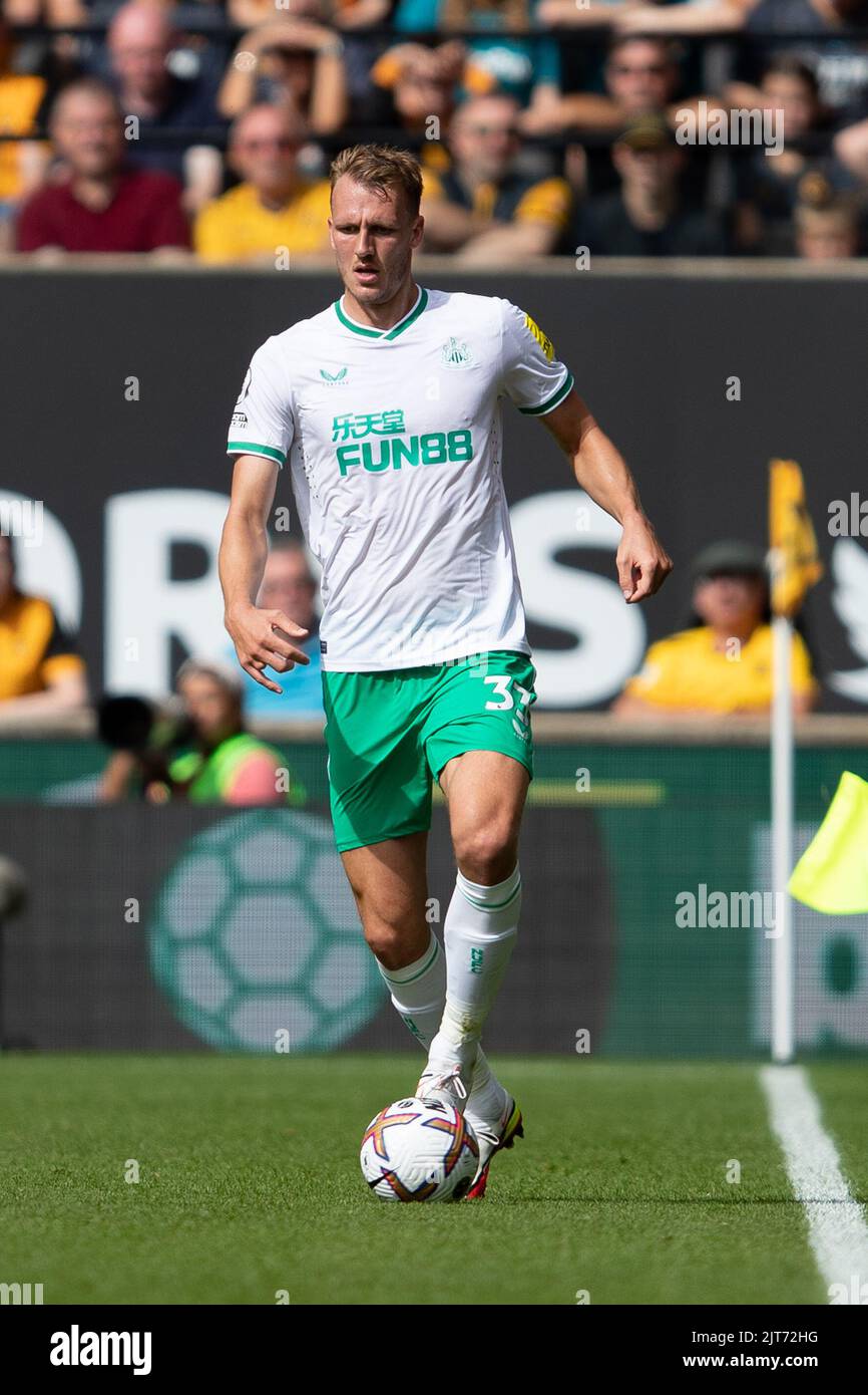 Dan Burn von Newcastle während des Premier League-Spiels zwischen Wolverhampton Wanderers und Newcastle United in Molineux, Wolverhampton am Sonntag, 28.. August 2022. Stockfoto
