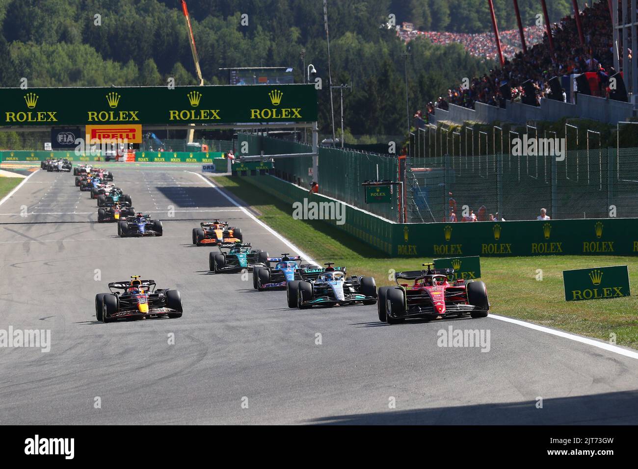 Neustart des Rennens beim belgischen GP, 25-28. August 2022 auf der Strecke Spa-Francorchamps, Formel-1-Weltmeisterschaft 2022. Stockfoto