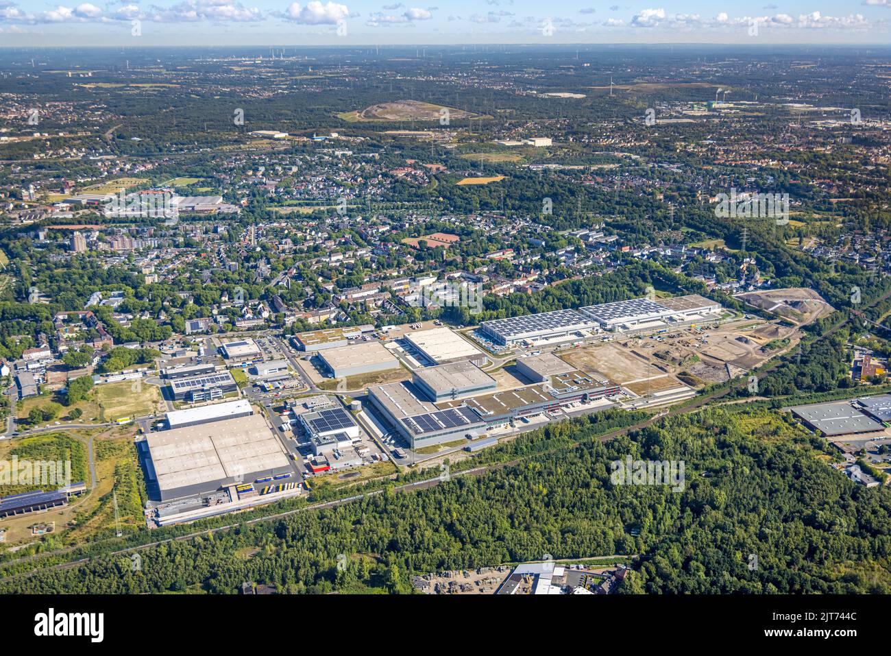 Luftaufnahme, Neubau Pumpwerk der Emschergenossenschaft bei Sutumer Brücken auf Schleuseninsel zwischen Rhein-Herne-Kanal und Emscher, SC Stockfoto