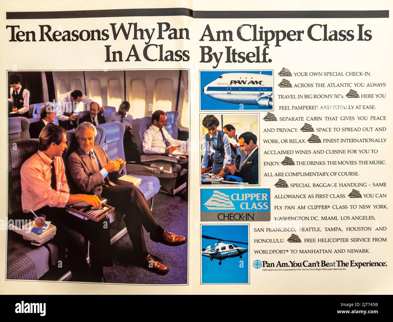 PanAm. Werbung von Pan American Airlines in einem NatGeo-Magazin, Mai 1984 Stockfoto