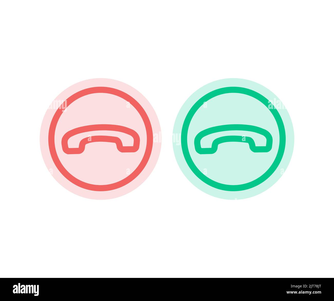 Vektorsymbol für Telefongespräche. Annehmen und Ablehnen des Logos für die Tasten des Mobilteils. Verrauschtes Telefon flache Anrufe Vektor-Design und Illustration Stock Vektor