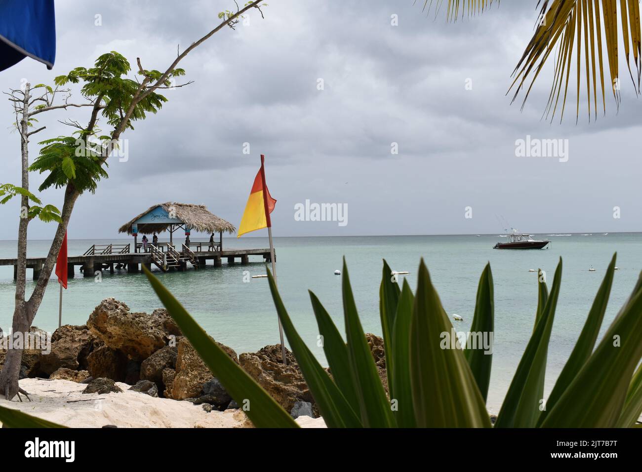 Steg im Pigeon Point Heritage Park, Pigeon Point, Tobago Stockfoto