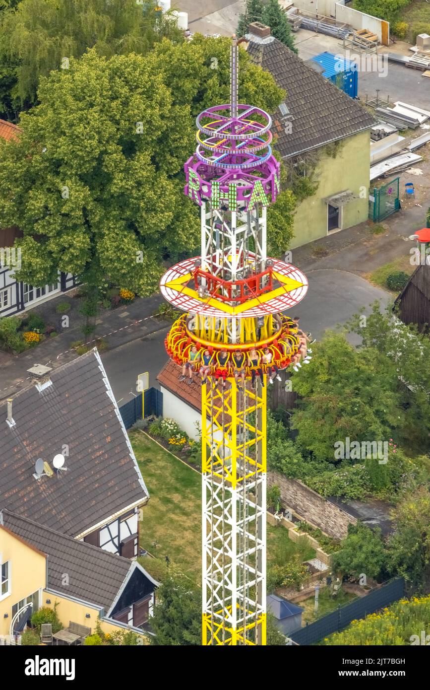 Luftbild, Cranger Kirmes in Herne-Crange laden mehr als 50 Fahrten zur größten Messe in NRW, Unser Fritz, Herne, Ruhrgebiet, Nordrhein-Westfalen, ein Stockfoto