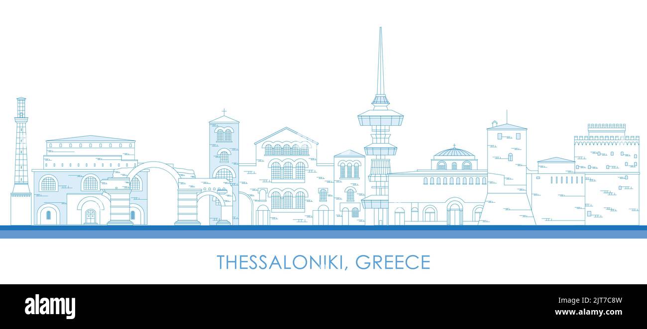 Skizzieren Skyline Panorama der Stadt Thessaloniki, Griechenland - Vektor-Illustration Stock Vektor