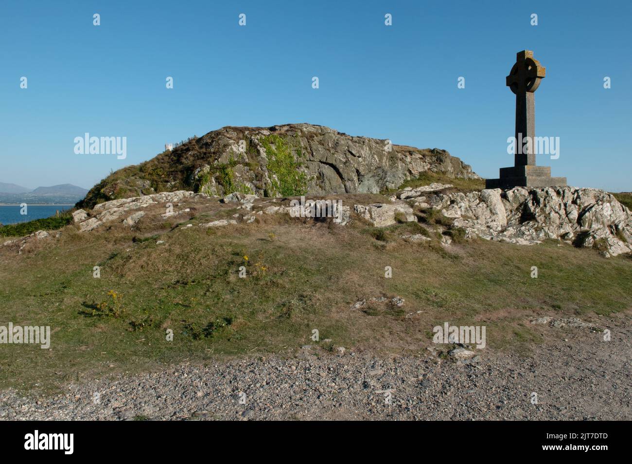 Celtic Cross, Llanddwyn Island, Anglesey, Wales, Großbritannien Stockfoto