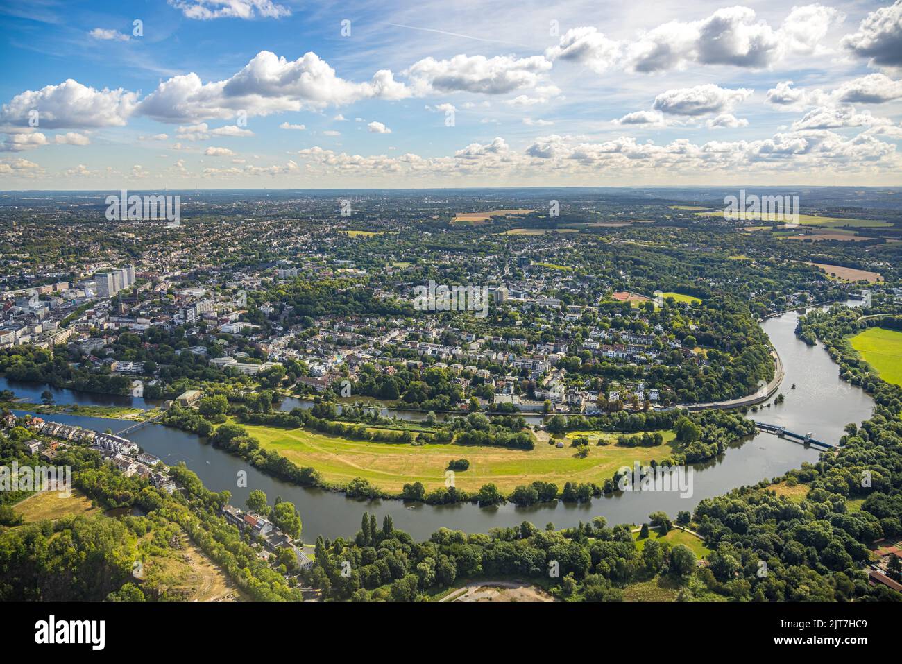 Luftaufnahme, Ruhrinsel und Schleuse, Altstadt I Südwesten, Mülheim