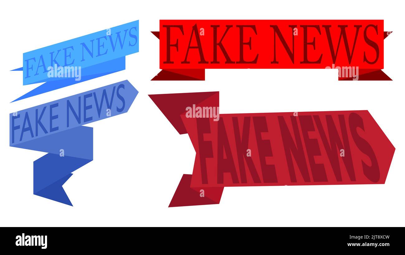 Set von Band mit gefälschtem News-Text. Banner-Vorlage. Aufkleber beschriften. Signieren. Stock Vektor