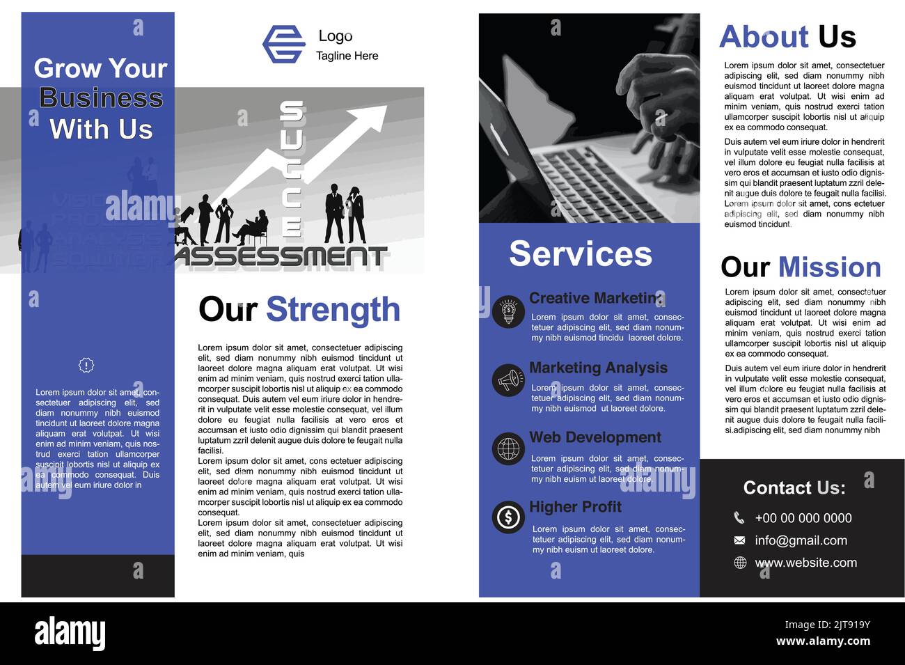 Business Flyer Design-Vorlage in blauer Farbe Vektor-Flyer für das Wachstum des Unternehmens Stock Vektor