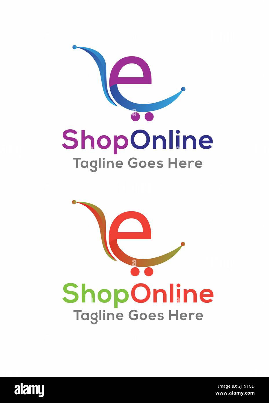 E-Shop Online-Shop Logo E-Shop Online-Shop Logo online kaufen Warenkorb Logo Online-Shop Logo Stock Vektor