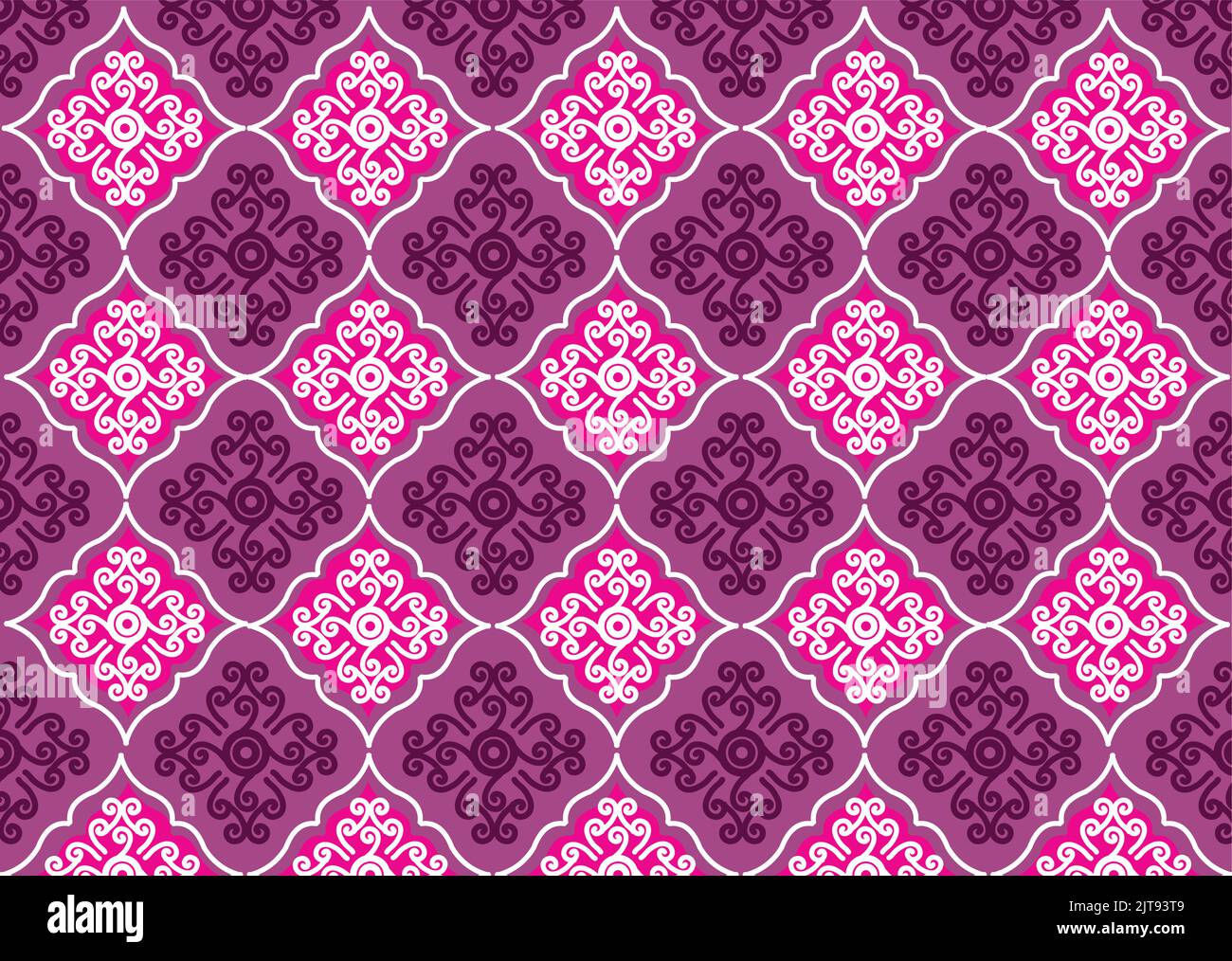 Ein nahtloser Vektor mit rosa und violetten Blumenmustern Stock Vektor