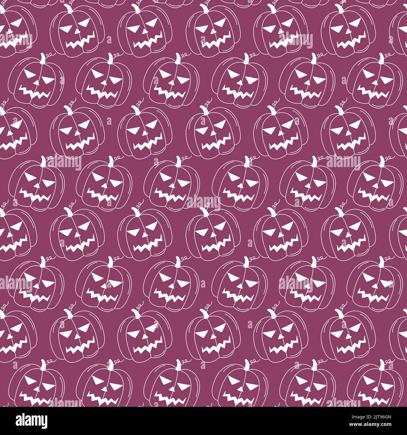 Halloween-Muster. Doodle weiße Kürbisse nahtloser Hintergrund. Zeichnen Sie handgezeichnete Elemente von Jack-o-Laternen. Halloween Vektorgrafik. Stock Vektor