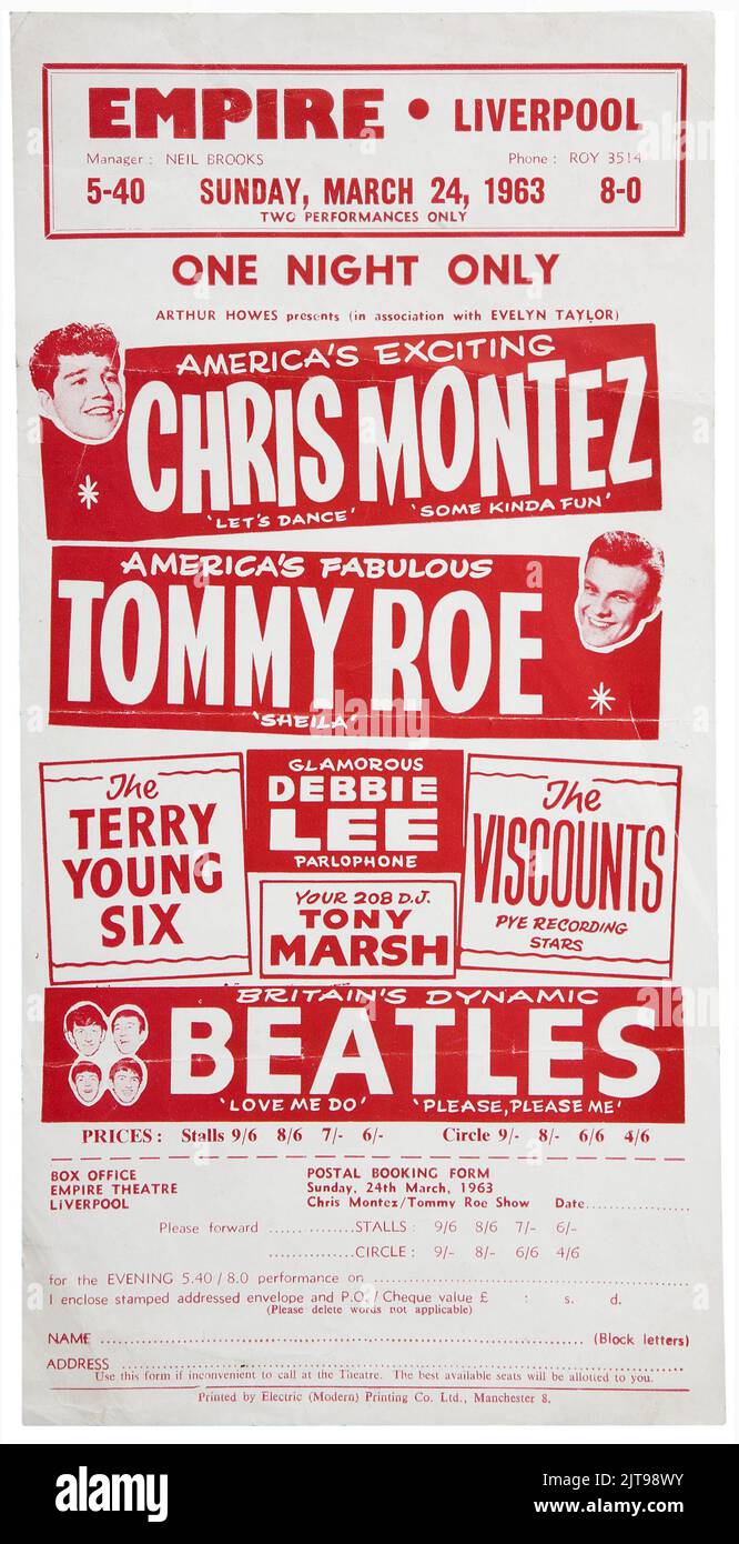 The Beatles Empire Theatre, Liverpool Handbill (1963) Stockfoto