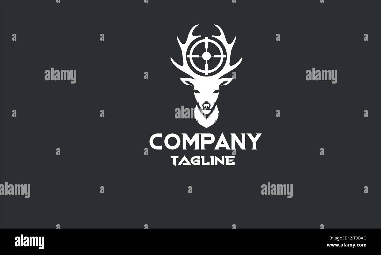 Logo-Vorlage für die Jagd auf minimale Hirsche Stock Vektor