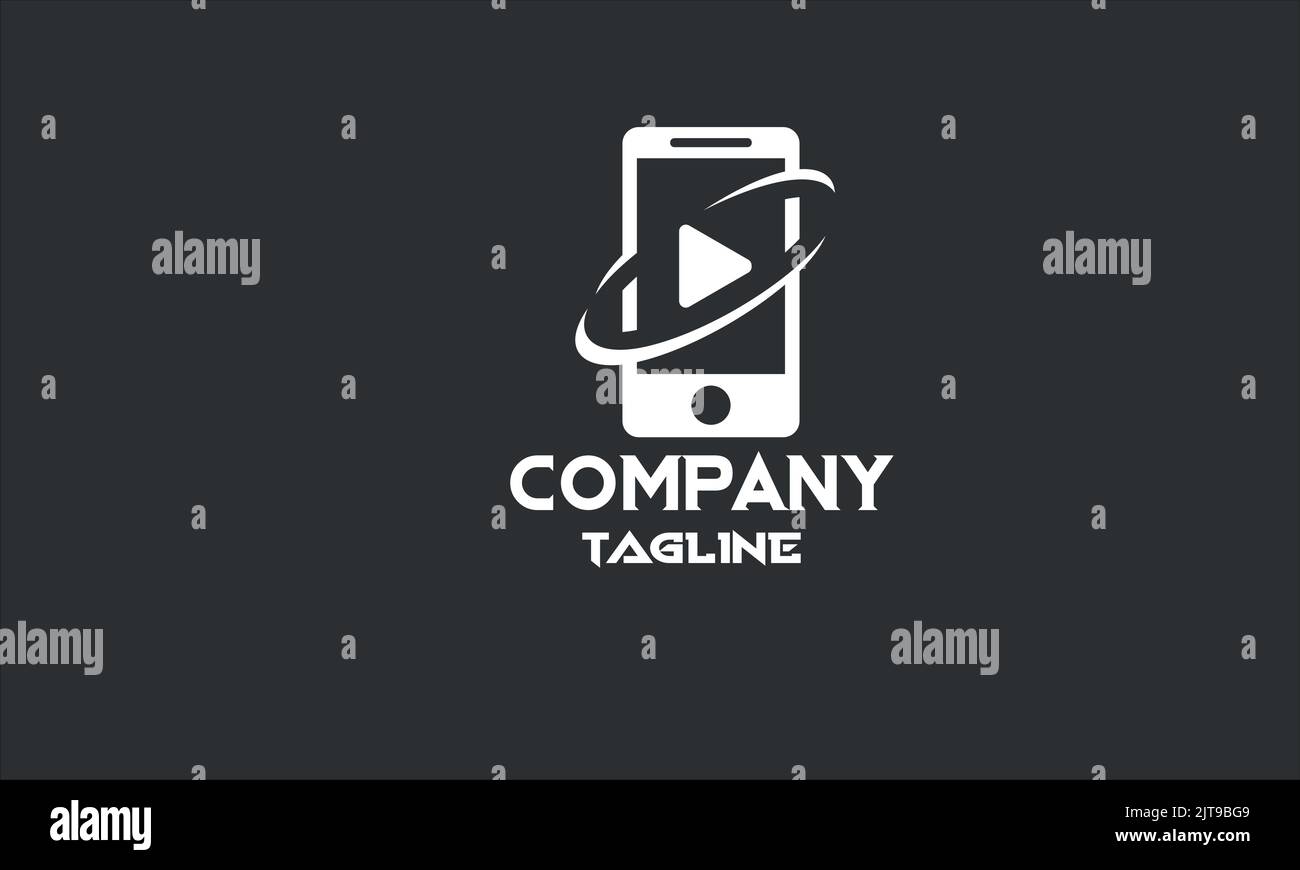 Minimale Vorlage für das Logo für mobile Wiedergabemedien Stock Vektor