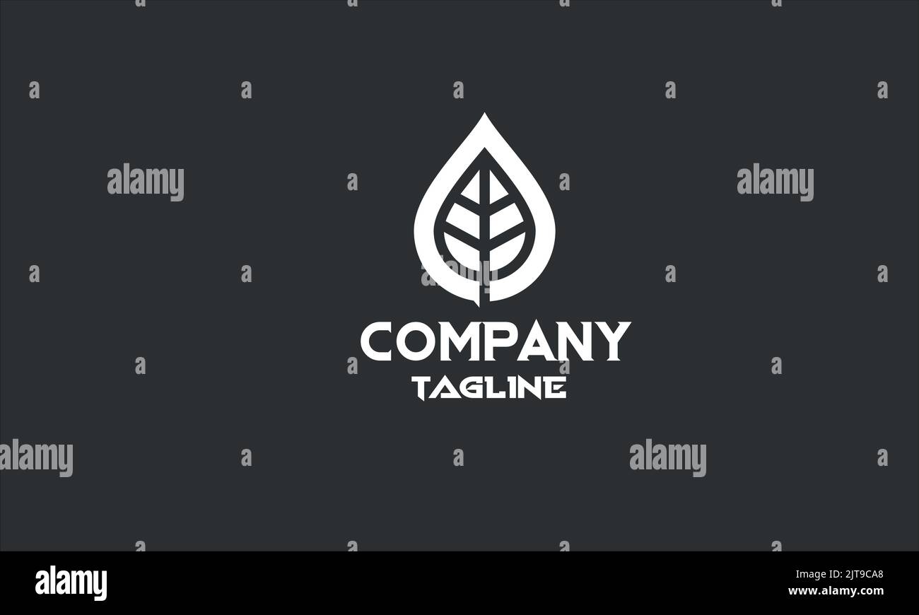 Logo-Vorlage für „Minimal Nature Leaf Water Drop“ Stock Vektor