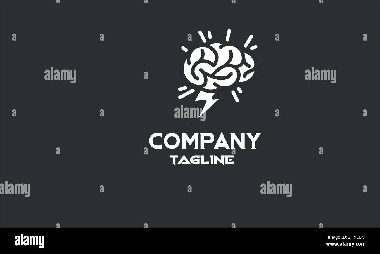 Logo-Vorlage für minimale Gehirnelektrobolzen Stock Vektor