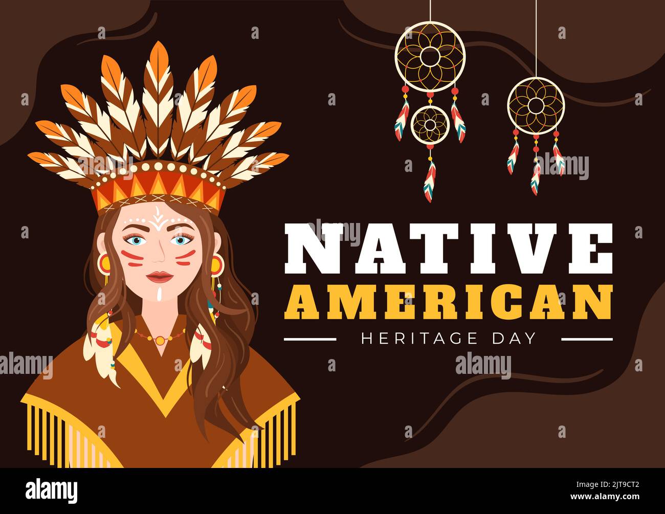 Vorlage zum Tag des indianischen Erbes Handgezeichnete Cartoon flache Illustration zur Anerkennung der Errungenschaften und Beiträge der indischen Kultur der Tribal Stock Vektor