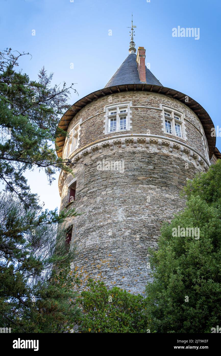 Eine Aufnahme eines alten Schlosses von Pornic, Britanny, Frankreich Stockfoto
