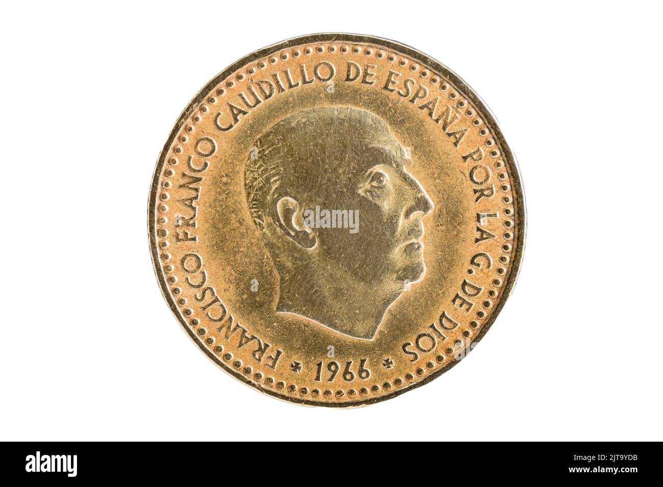 Eine ( 1 ) Peseta-Münze aus Spanien mit der Sphinx von Francisco Franco Stockfoto