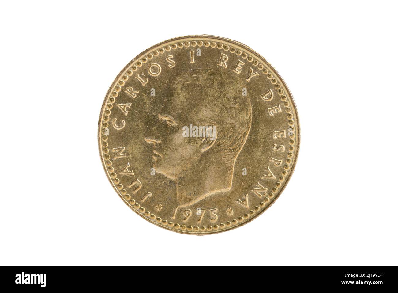 Eine ( 1 ) Peseta-Münze aus Spanien mit der Sphinx von König Juan Carlos I. Stockfoto