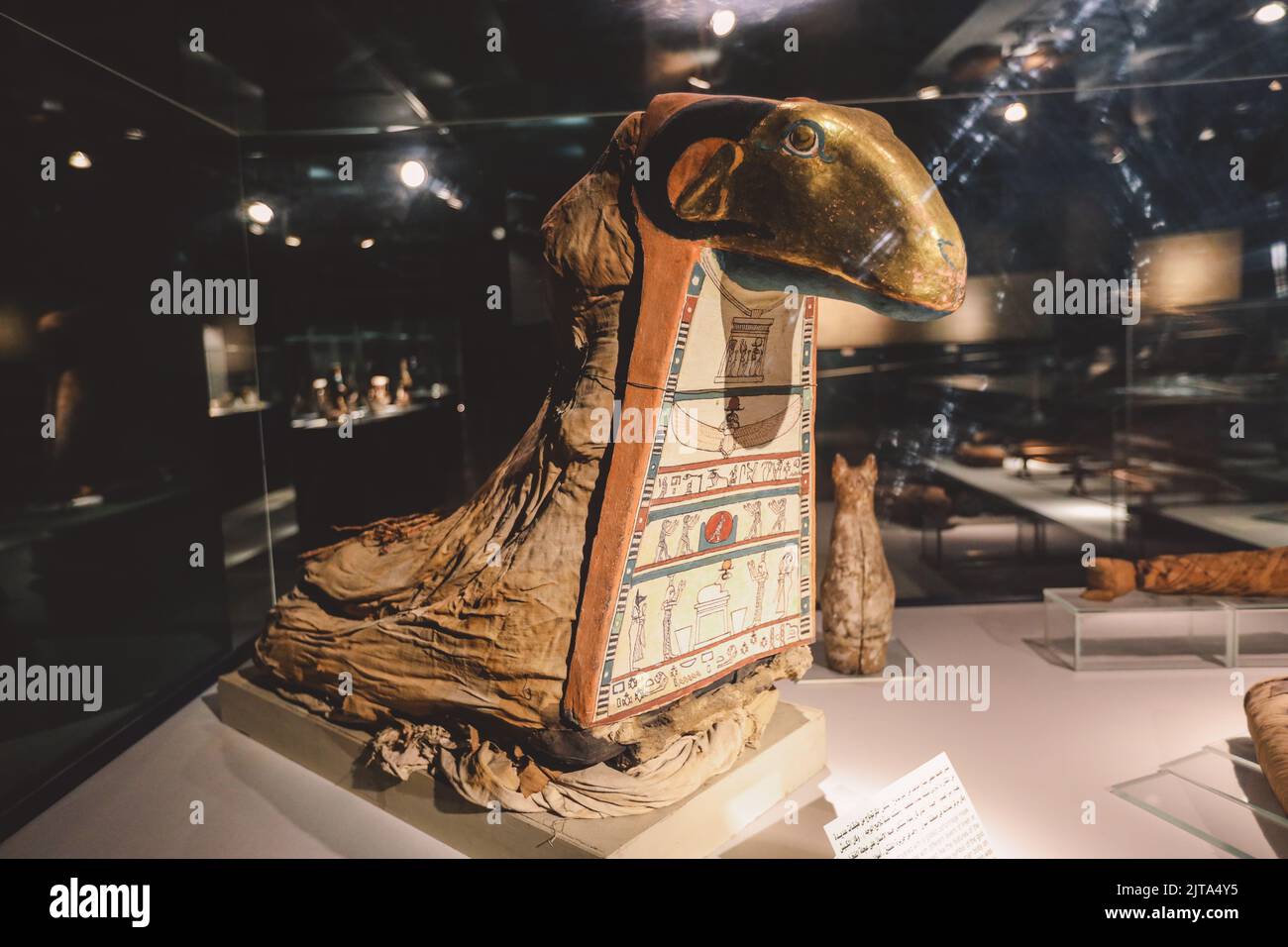 Luxor, Ägypten - 13. November 2020: Alte ägyptische Exponate des archäologischen Mumification Museums in Oberägypten Stockfoto