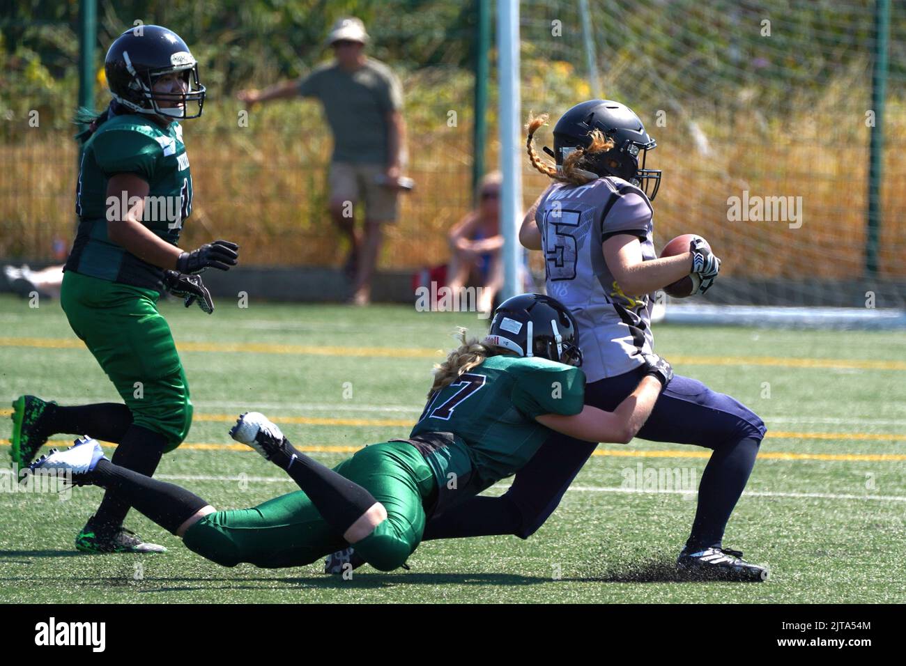 Cardiff Valkyries gegen Portsmouth Dreadnoughts, National Women's American Football League Stockfoto