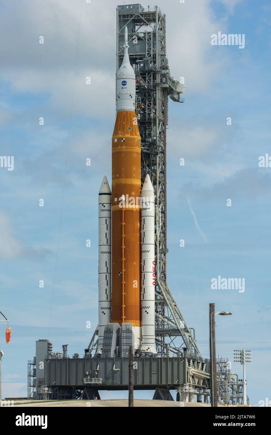 NASA Space Launch System auf der LC-39B Stockfoto