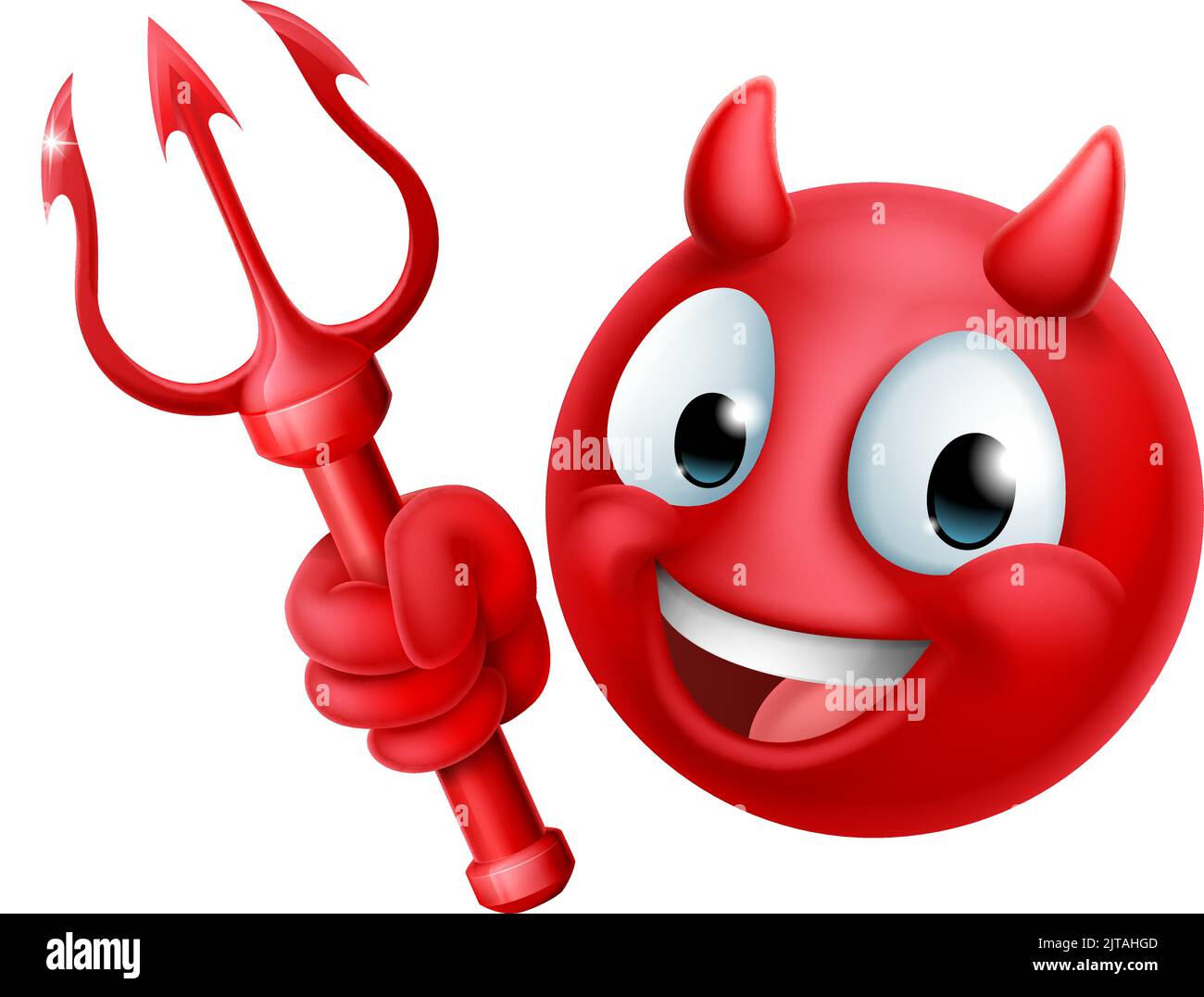 Teufel Emoji Emoticon Mann Gesicht Cartoon-Ikone Maskottchen Stock Vektor