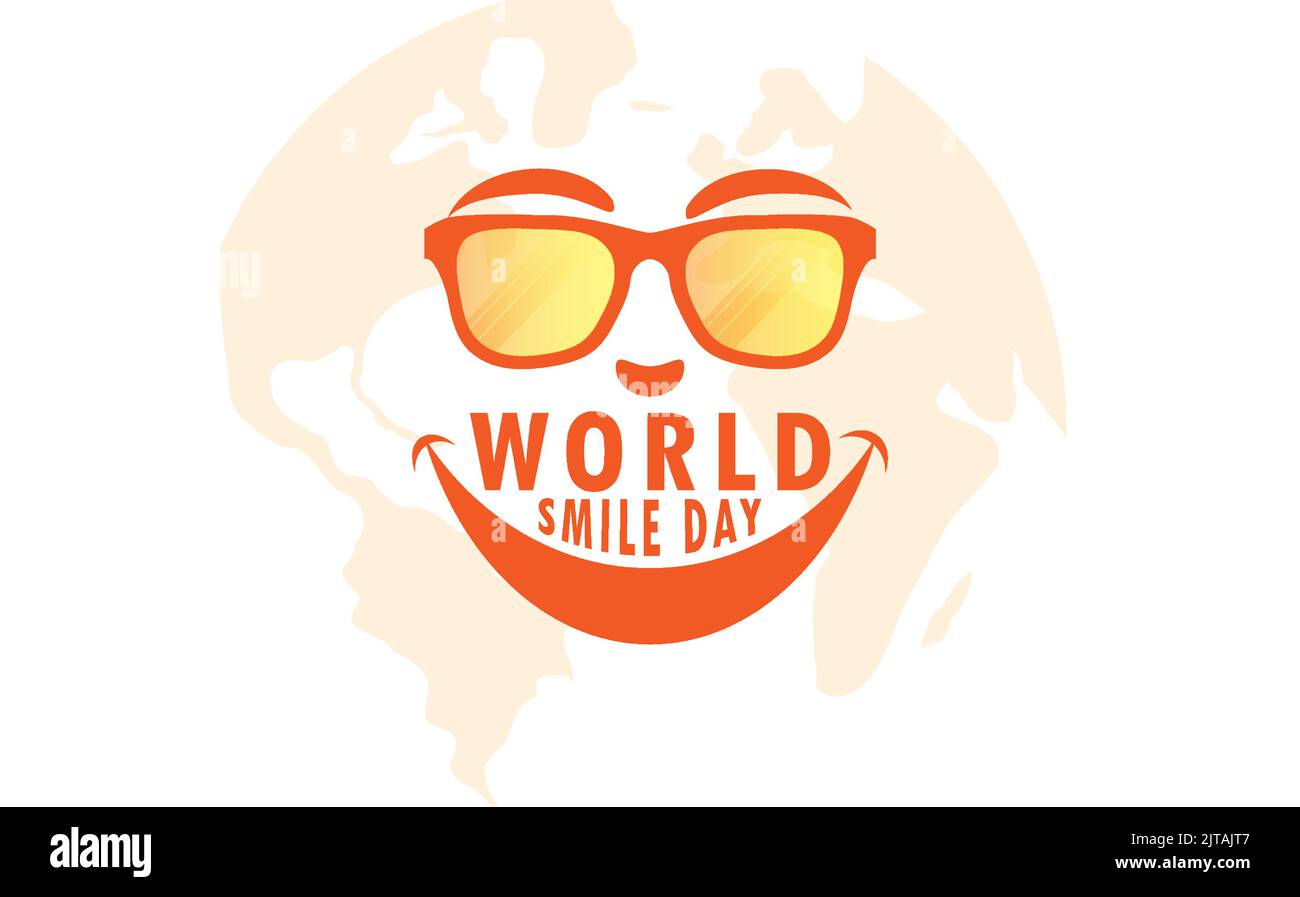 Smile Glasses Illustration, mit lächelndem Gesichtsausdruck gut für die Feier des Weltlächeltages, flaches Design, Broschürendesign, Poster, Broschüre, Karte, f Stock Vektor