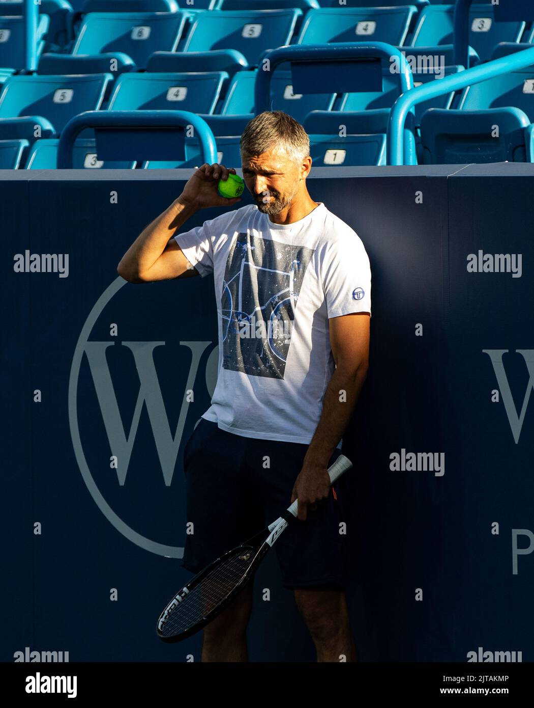 NOVAK DJOKOVIC (SRB) Training mit Goran Ivanisevic während der Western and Southern Open Cincinnaty USA 2019 Stockfoto