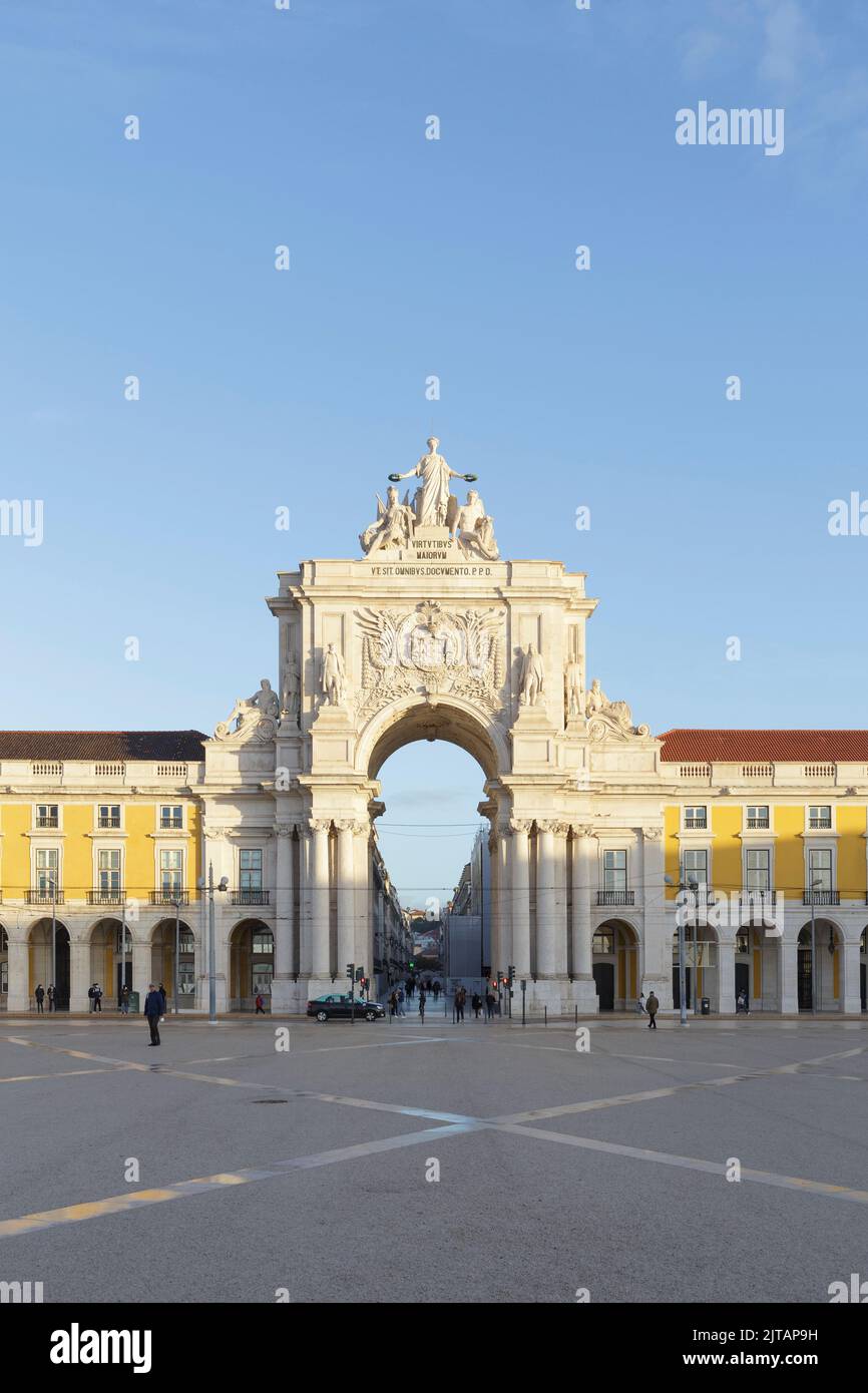 Arco da Rua Augusta oder Augusta Street Arch, Commerce Square, Praca do Comercio, Lissabon, Portugal Stockfoto