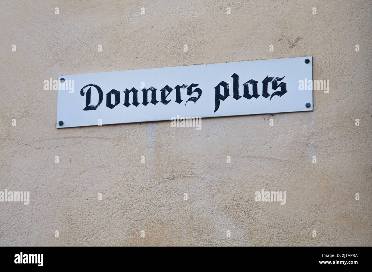 GOTLAND Visby Donners Plats Straßenschild Stockfoto