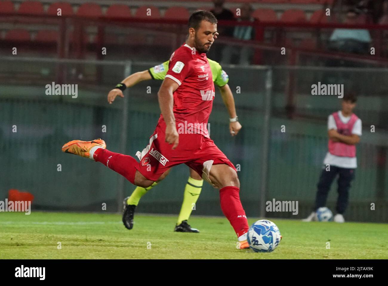 Renato Curi Stadium, Perugia, Italien, 28. August 2022, olivieri marco (n.11 perugia calcio) Strafe während AC Perugia gegen SSC Bari - Italienischer Fußball Serie B Spiel Stockfoto