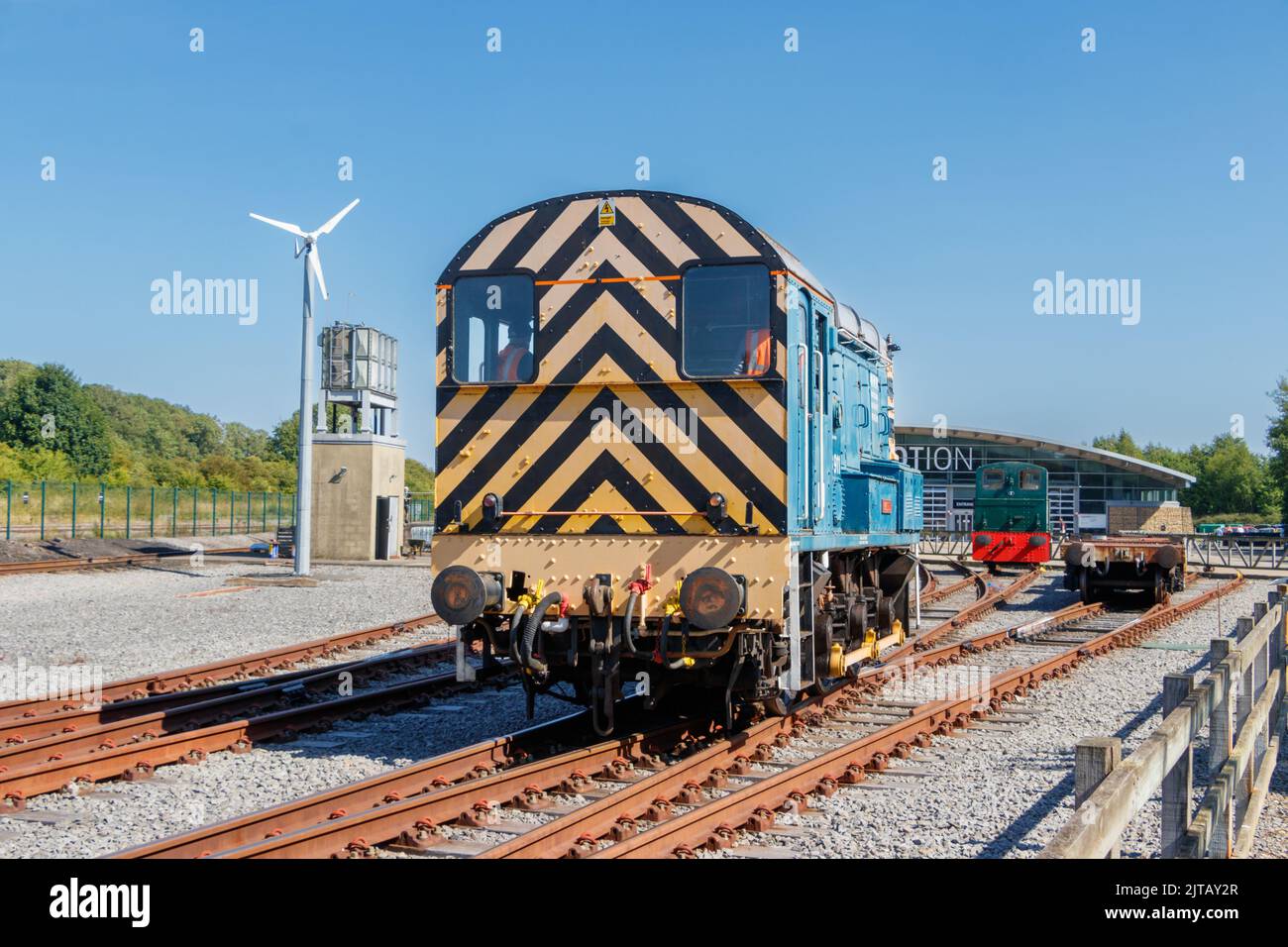 Alter Rangiermotor im North East Land Sea & Air Museum Stockfoto
