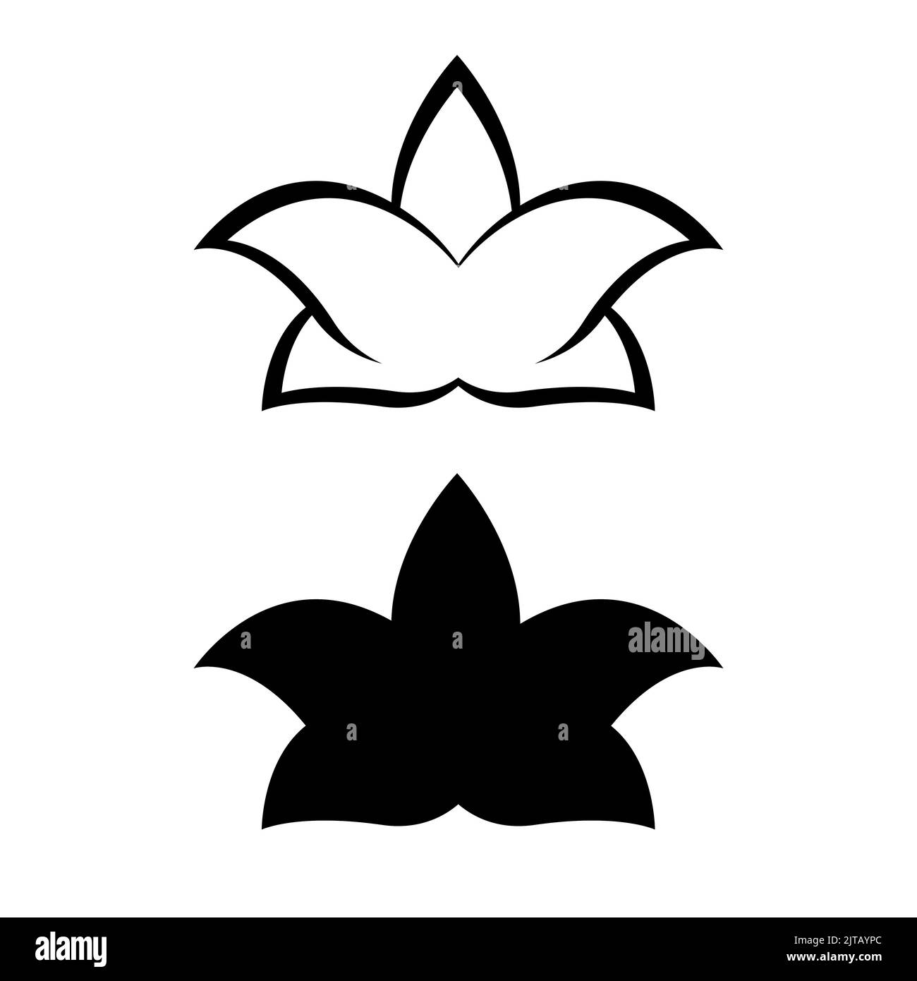 Set Lilien Silhouette, Logo oder Tattoo, dekorative Blume isoliert auf weißem Hintergrund. Florale Illustration, Natur. Vektorgrafik Stock Vektor