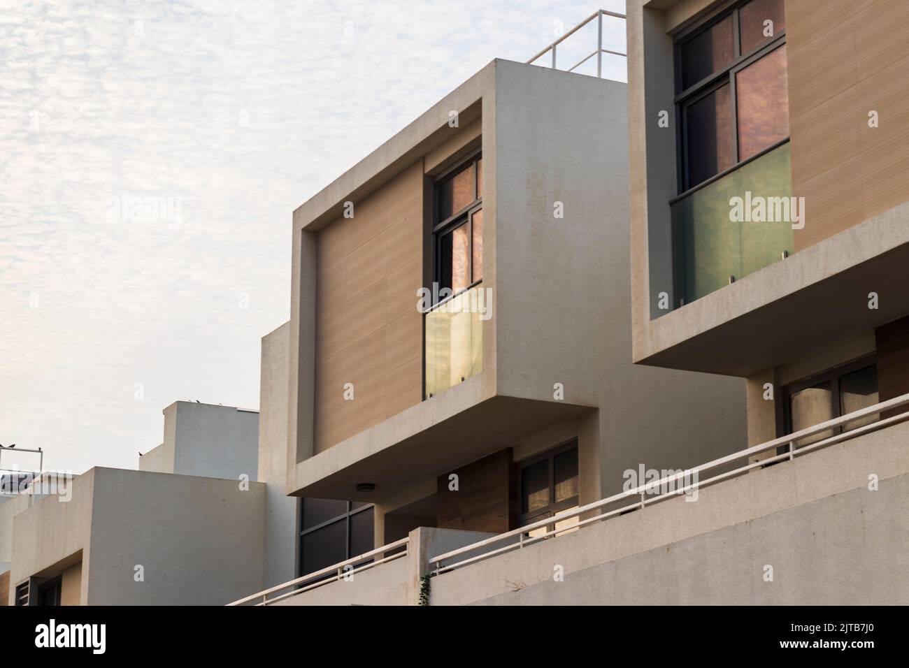Nahaufnahme einer Fassade einer modernen Villa Stockfoto
