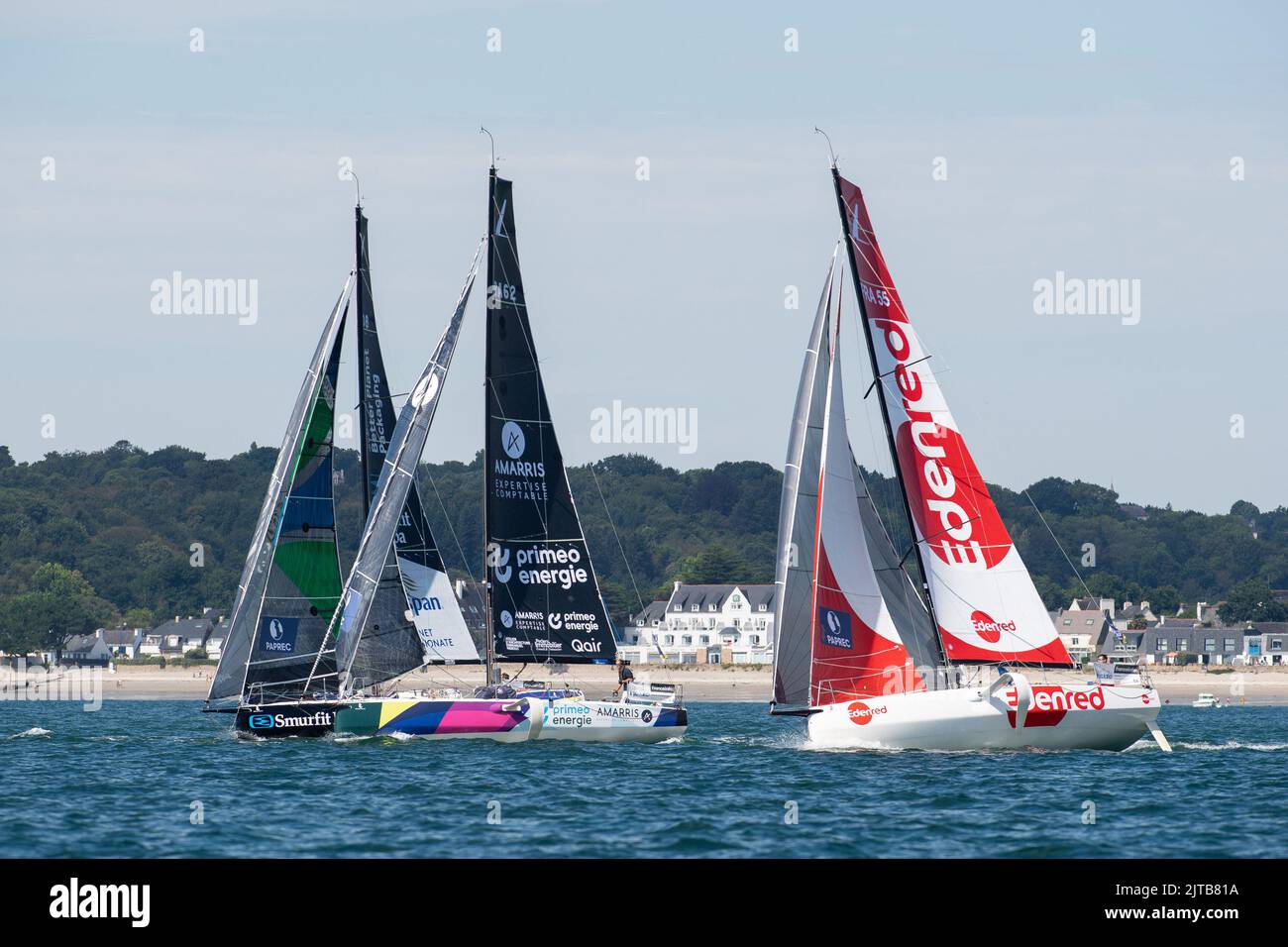 Basile Bourgnon, Edenred während des La Solitaire du Figaro 2022, Etappe 2, Monohull Beneteau 3 Segelrennen, Start am 28. August 2022, Port-la-Foret - Royan, Frankreich - Foto Nicolas Pehe / DPPI Stockfoto