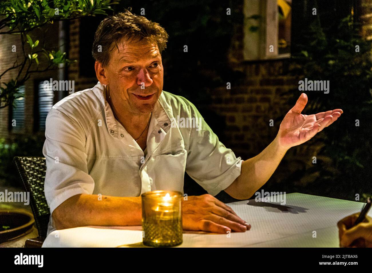 Koch Paul Stegman, Restaurant t' Pestengasthuys in Zwolle, Niederlande Stockfoto