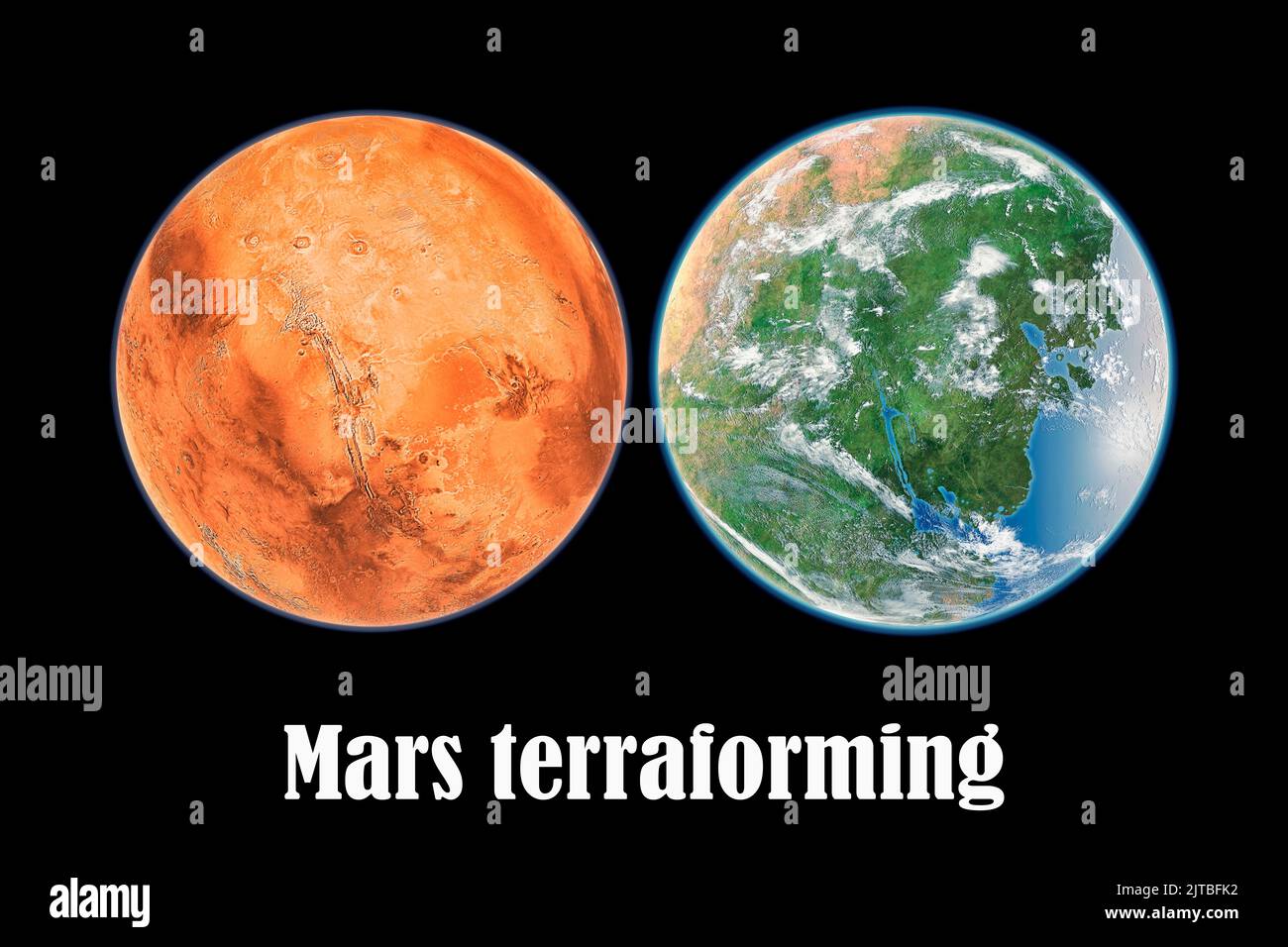Mars-Planet, Terraforming-Konzept Stockfoto