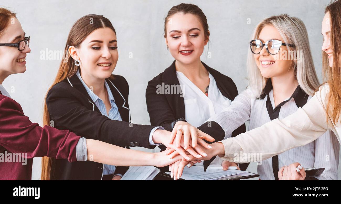 Kooperation Einheit unterstützt Frauen Power Business Stockfoto