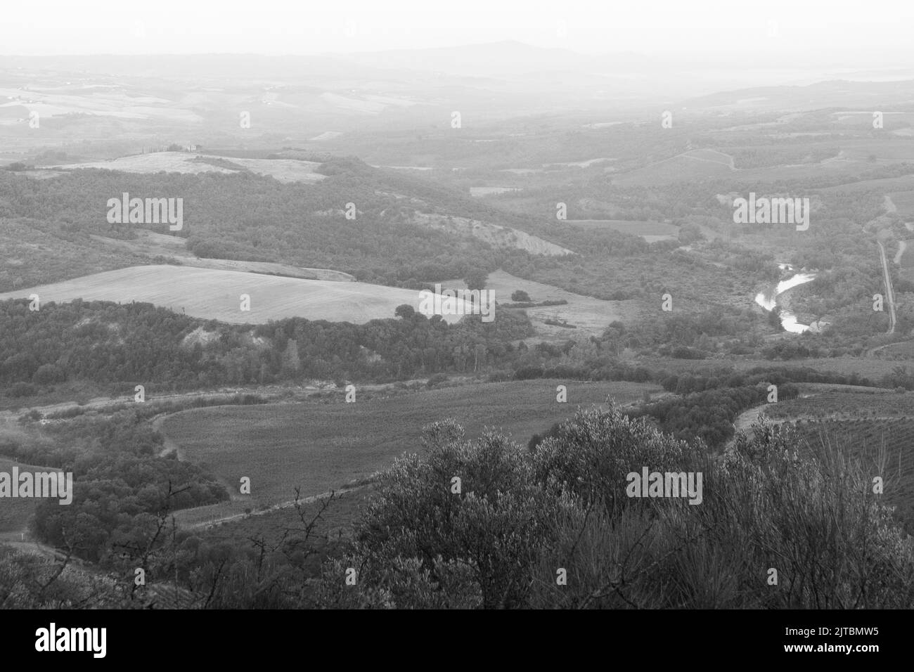 Schöne Aussicht auf die toskanische Landschaft und Wahrzeichen. Sommer in Italien Stockfoto