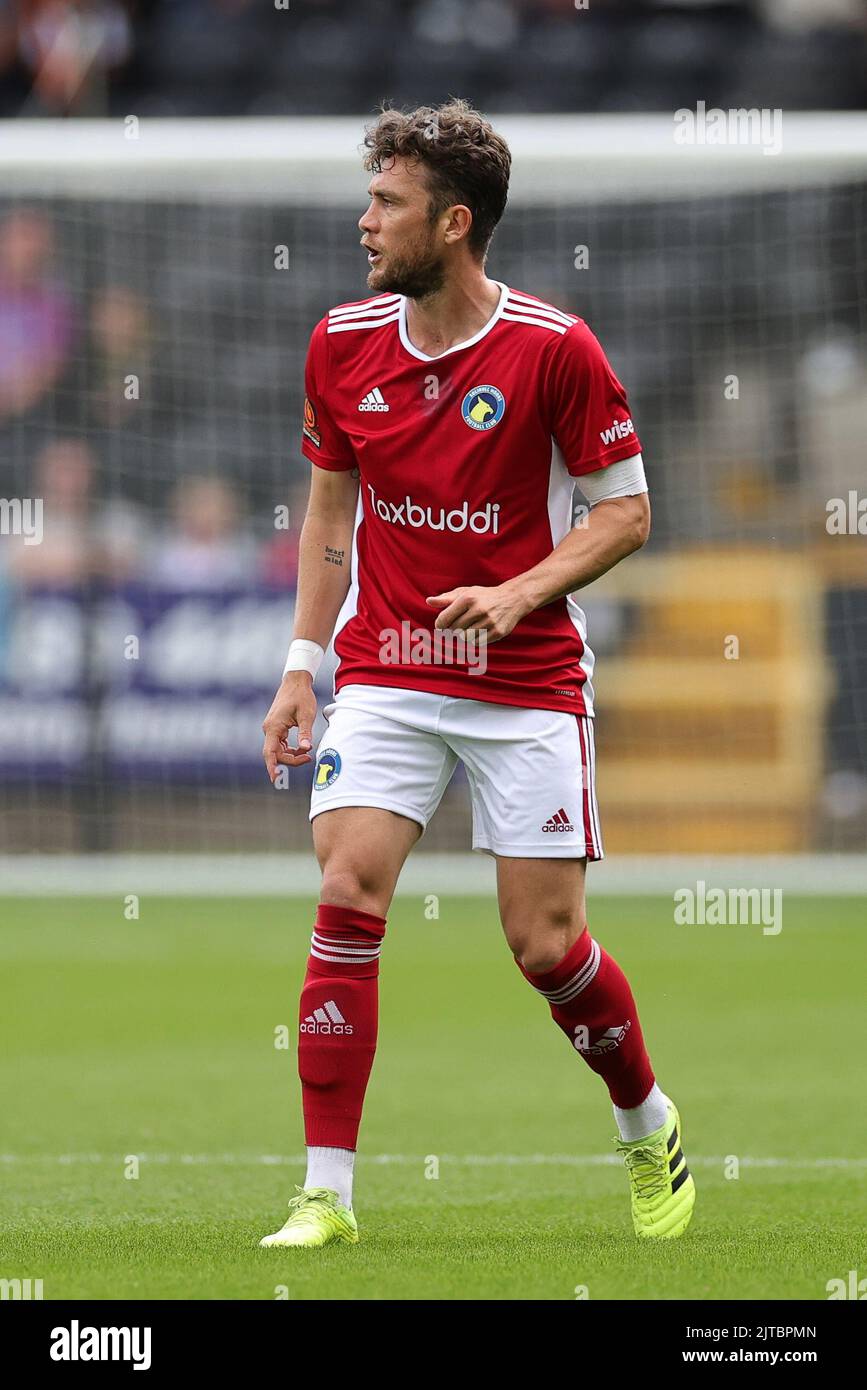 NOTTINGHAM, GROSSBRITANNIEN. AUGUST 29. Ben Coker von Solihull Moors während des National League-Spiels zwischen Notts County und Solihull Moors am Montag, den 29.. August 2022 im Meadow Lane Stadium, Nottingham. (Kredit: James Holyoak) Stockfoto
