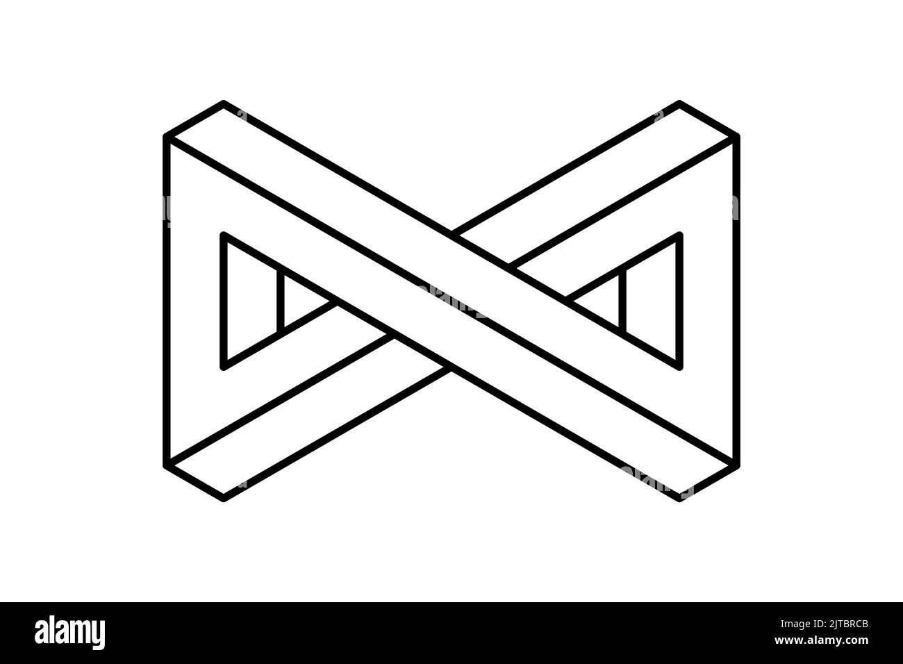 Symbol für unendliche Zeichenzeile nicht möglich. Esher penrose Figur. Endlos-Symbol. Ewige geometrische Form. Optische Täuschung. Visueller Effekt. 3D Vektor Stock Vektor